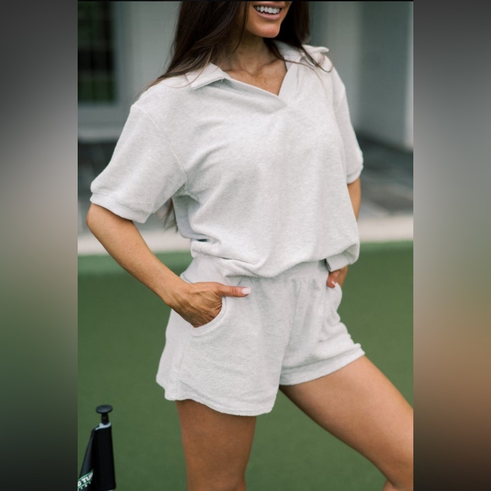 These Three Boutique Franklin Shorts Set-Grey Size X-small